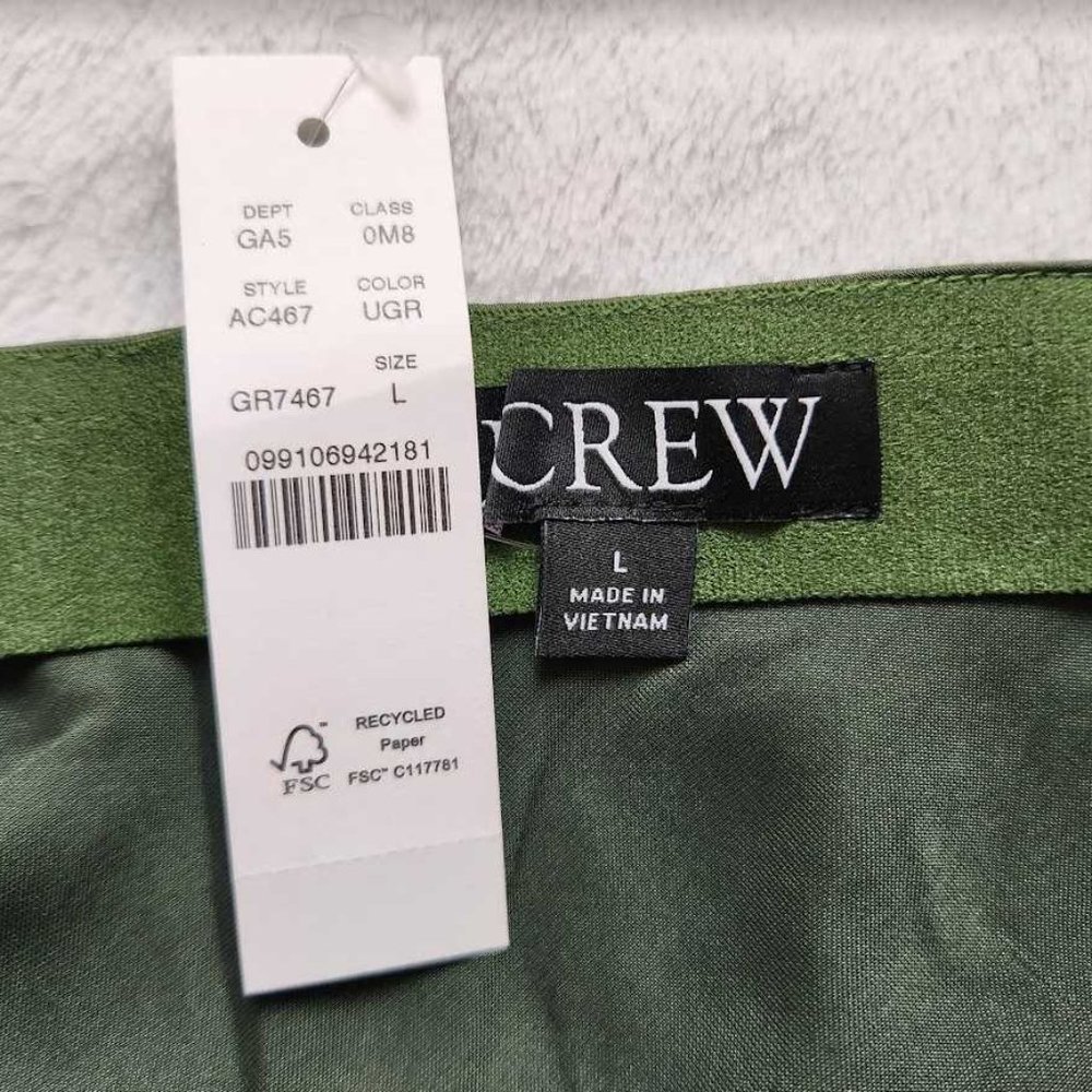 New women's S J Crew Gwyneth slip midi skirt in Utility Green - Picture 6 of 10